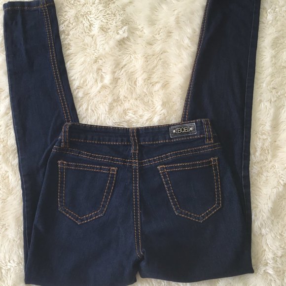 B.O.B Jeans Bob Womens Skinny Jeans Denim Low Rise Metal Logo